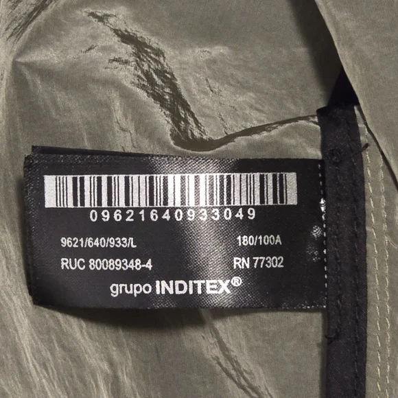 Zara Men's Olive Green Nilon Light-Weight Rain Jaket Size L - Picture 10 of 13